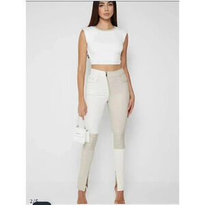 Maniere De Vior Vegan Leather And Denim Pants UK Size 16/ US 12.